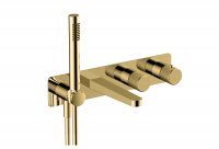 RAK Amalfi Horizontal Dual Outlet Thermostatic with Handset and Bath Spout - Gold