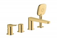 RAK Petit Square 4 Hole Deck Mounted Bath Shower Mixer - Gold