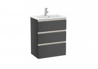 Roca The Gap Compact Anthracite Grey 600mm 3 Drawer Vanity Unit with Basin