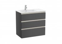 Roca The Gap Anthracite Grey 800mm 3 Drawer Vanity Unit with Left Handed Basin