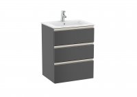 Roca The Gap Anthracite Grey 600mm 3 Drawer Vanity Unit with Basin