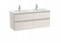 Roca The Gap Nordic Ash 1200mm 4 Drawer Wall Hung Vanity Unit with 2 Basins