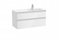 Roca The Gap Gloss White 1000mm 2 Drawer Wall Hung Vanity Unit with Right Handed Basin