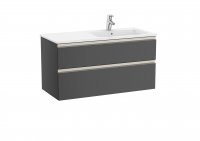 Roca The Gap Anthracite Grey 1000mm 2 Drawer Wall Hung Vanity Unit with Right Handed Basin
