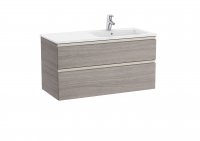 Roca The Gap City Oak 1000mm 2 Drawer Wall Hung Vanity Unit with Right Handed Basin
