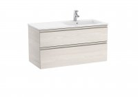 Roca The Gap Nordic Ash 1000mm 2 Drawer Wall Hung Vanity Unit with Right Handed Basin