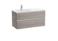 Roca The Gap City Oak 1000mm 2 Drawer Wall Hung Vanity Unit with Left Handed Basin