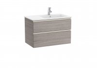 Roca The Gap City Oak 800mm 2 Drawer Vanity Unit with Right Handed Basin