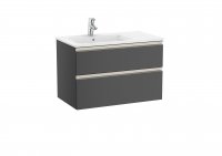 Roca The Gap Anthracite Grey 800mm 2 Drawer Vanity Unit with Left Handed Basin