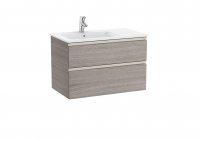 Roca The Gap City Oak 800mm 2 Drawer Vanity Unit with Left Handed Basin