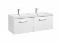 Roca Prisma Gloss White 1200mm Double Basin & Unit with 2 Drawers