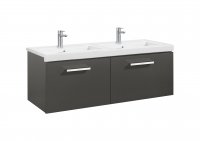 Roca Prisma Anthracite Grey 1200mm Double Basin & Unit with 2 Drawers