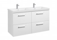 Roca Prisma Gloss White 1200mm Double Basin & Unit with 4 Drawers