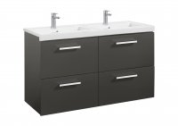 Roca Prisma Anthracite Grey 1200mm Double Basin & Unit with 4 Drawers