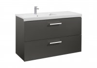 Roca Prisma Anthracite Grey 1100mm Basin & Unit with 2 Drawers - Left Hand
