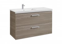 Roca Prisma Textured Ash 1100mm Basin & Unit with 2 Drawers - Left Hand