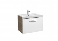 Roca Prisma Gloss White & Textured Ash 600mm Basin & Unit with 1 Drawer