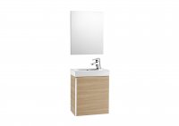 Roca Mini Textured Oak Vanity Unit & Basin with Mirror