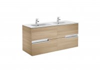 Roca Victoria-N Textured Oak 1200mm Double Square Basin & Unit with 4 Drawers