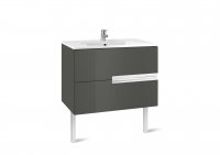 Roca Victoria-N Anthracite Grey 800mm Square Basin & Unit with 2 Drawers