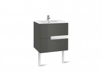 Roca Victoria-N Anthracite Grey 600mm Square Basin & Unit with 2 Drawers