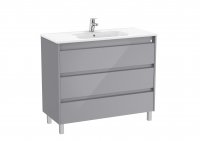 Roca Tenet Glossy Grey 1000 x 460mm 3 Drawer Vanity Unit and Basin with Legs