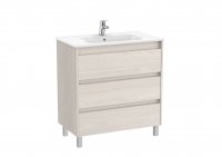Roca Tenet Nordic Ash 800 x 460mm 3 Drawer Vanity Unit and Basin with Legs