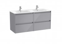 Roca Tenet Glossy Grey 1200 x 460mm Double Basin 4 Drawer Vanity Unit