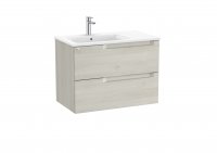 Roca Aleyda White Wood 800mm 2 Drawer Vanity Unit & Left Hand Basin