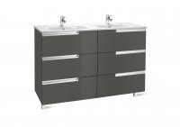 Roca Victoria-N Anthracite Grey 1200mm Double Basin & Unit with 6 Drawers