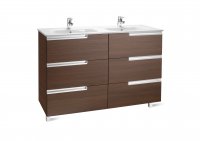 Roca Victoria-N Textured Wenge 1200mm Double Basin & Unit with 6 Drawers