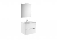 Roca Victoria-N Gloss White 600mm Base Unit with Basin, Mirror and LED Spotlight