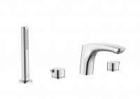 Roca Insignia Deck-Mounted Bath-Shower Mixer With Central Spout, Hand Shower And 1,50m Flexible Hose