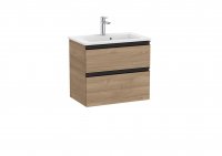 Roca The Gap Compact Walnut 600mm 2 Drawer Vanity Unit with Basin