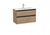 Roca The Gap Compact Walnut 800mm 2 Drawer Vanity Unit with Basin