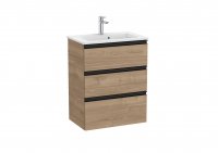 Roca The Gap Compact Walnut 600mm 3 Drawer Vanity Unit with Basin