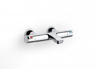 Roca T-500 Wall-Mounted Thermostatic Bath/Shower Mixer with Diverter-Flow Regulator