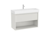Roca Tura 1000mm Vanity Unit with One Drawer, Bottom Shelf and 1 Tap Hole Basin - Off White