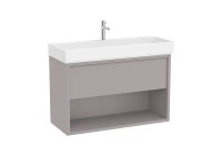Roca Tura 1000mm Vanity Unit with One Drawer, Bottom Shelf and 1 Tap Hole Basin - Light Noble Grey