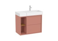 Roca Tura 800mm Vanity Unit with Two Drawers, Side Shelf and Right Hand Basin - Light Terracota
