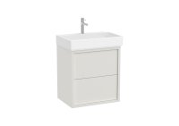 Roca Tura 600mm Vanity Unit with Two Drawers and 1 Tap Hole Basin - Off White