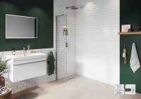 Abacus Elements 2000 x 290mm Fixed Wetroom Screen (8mm) with Inline Support & Brushed Nickel Minimal Channel