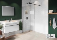 Abacus Elements 2000 x 890mm Fixed Wetroom Screen (8mm) with Wall Support & Matt Black Minimal Channel