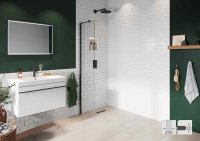 Abacus Elements 2000 x 290mm Fixed Wetroom Screen (10mm) with Inline Support & Matt Black Minimal Channel