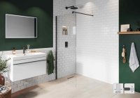 Abacus Elements 2000 x 690mm Fixed Wetroom Screen (10mm) with Wall Support & Matt Black Minimal Channel