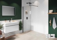 Abacus Elements 2000 x 735mm Fixed Wetroom Screen (10mm) with Wall Support & Matt Black Minimal Channel