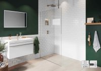 Abacus Elements 2000 x 1090mm Fixed Wetroom Screen (10mm) with Ceiling Support & Brushed Nickel Recessed Channel
