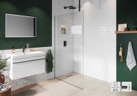 Abacus Elements 2000 x 890mm Fixed Wetroom Screen (8mm) with Ceiling Support & Matt Black Recessed Channel