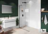 Abacus Elements 2000 x 890mm Fixed Wetroom Screen (8mm) with Inline Support & Matt Black Surface Channel