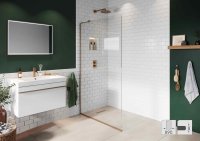 Abacus Elements 2000 x 890mm Fixed Wetroom Screen (8mm) with Inline Support & Brushed Bronze Surface Channel